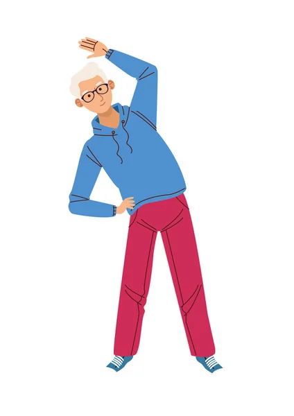 Grandfather practicing gymnastics — Stock Vector