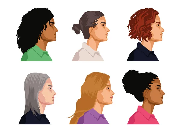 Six women characters — Stock Vector