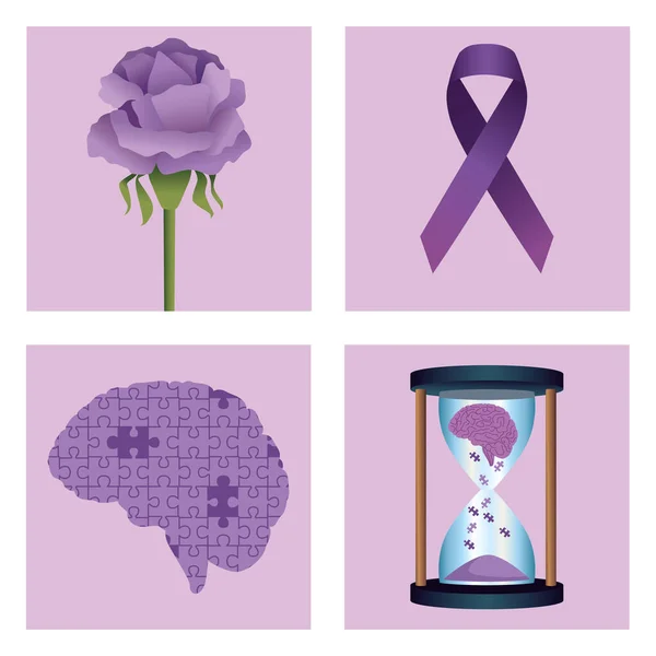 Čtyři ikony alzheimeru — Stockový vektor
