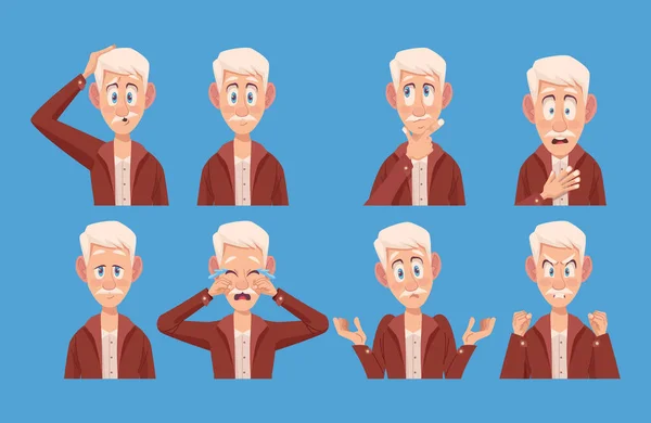 Ocho ancianos con alzheimers — Vector de stock