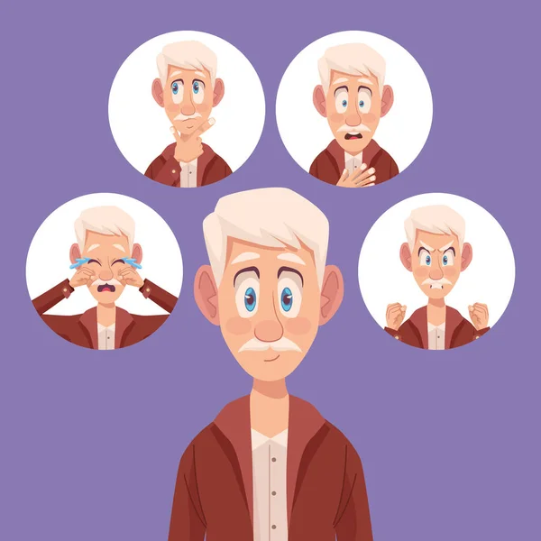 Cinco anciãos com alzheimers —  Vetores de Stock