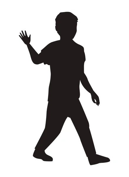 Jongen wandelend silhouet — Stockvector