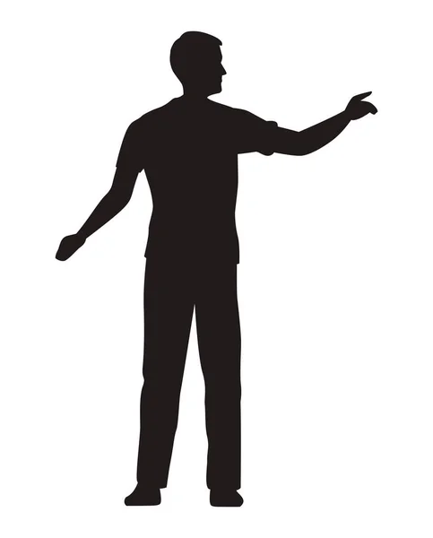 Homme indexant silhouette — Image vectorielle