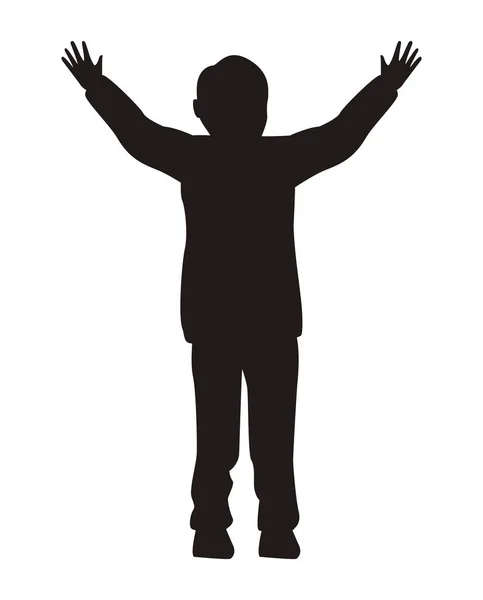 Boy celebrating silhouette — Stock Vector