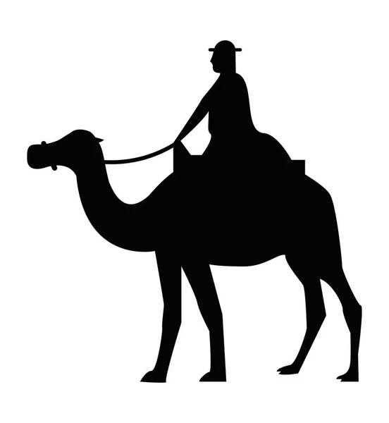 Bedouin en silhouette de chameau — Image vectorielle