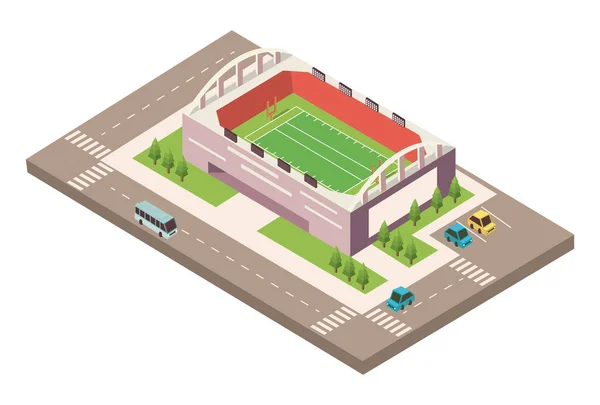 Estádio de futebol com estrada — Vetor de Stock