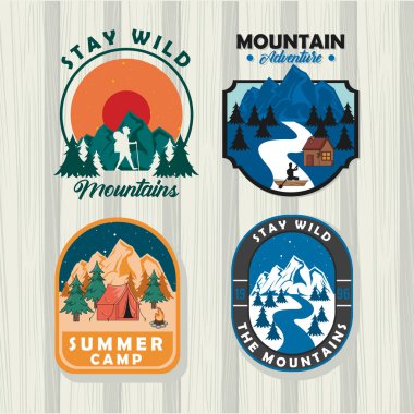 summer camping patches clipart