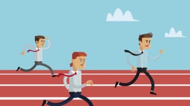 Yarış karakterleriyle koşan iş adamları takımı