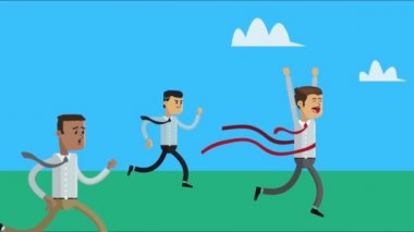 Irklar arası iş adamları yarışta koşuyor.