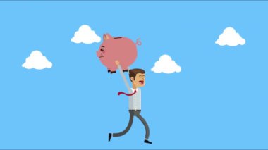 İş adamı domuz çalıştırma karakteri