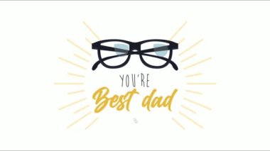 Gözlüklü mutlu babalar günü kartı.