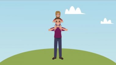 Baba kızını tarlada kaldırıyor.