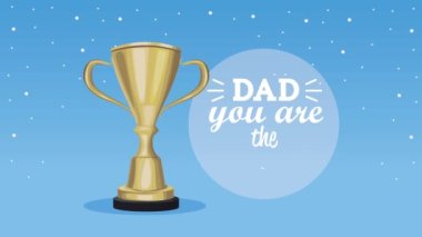 Mutlu Babalar Günü kartı Altın kupa ile