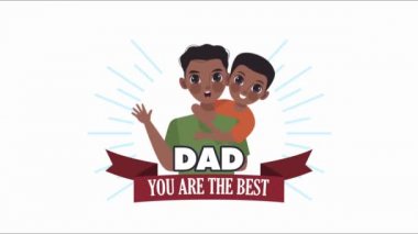 Babalar Günü kartvizitinde afro baba ve oğlu kurdeleyle