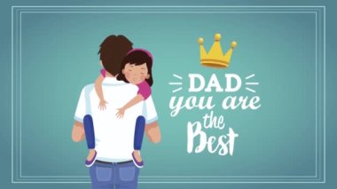 Babalar günü kartvizitinde babacığının kızı ve tacı kucaklaması