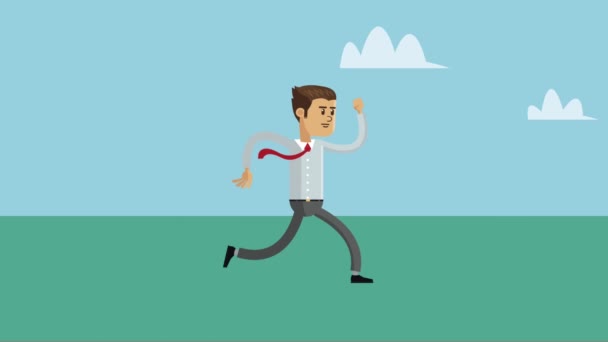 Businessman elegant runner character animation — Stock Video