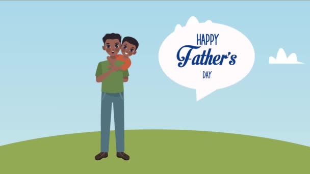 Happy fathers day lettering card with afro dad and son — Stock Video ©  jemastock #468786668
