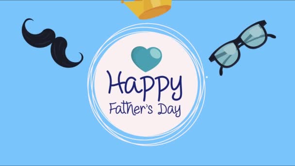 Šťastný otcové den psaní karty s příslušenstvím — Stock video