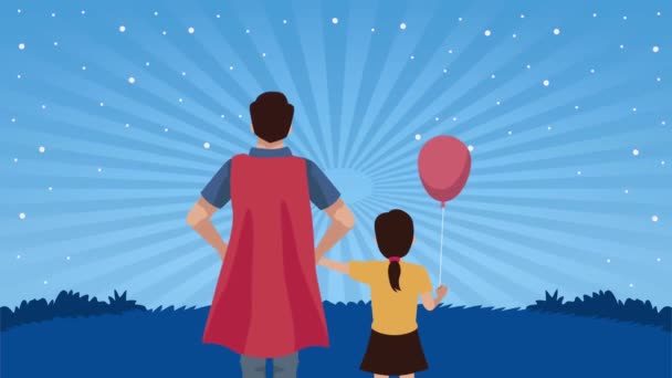 Super papa et fille avec ballon hélium — Video