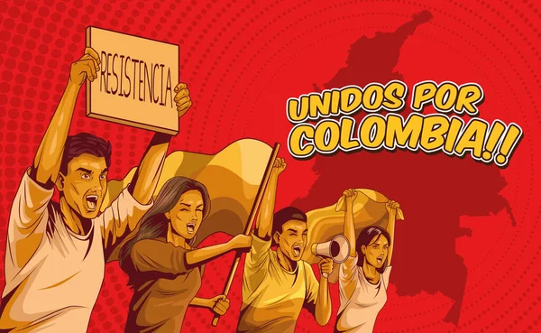 Cuatro colombianos manifestantes — Archivo Imágenes Vectoriales
