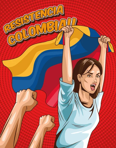 Hembra colombiana con bandera — Archivo Imágenes Vectoriales