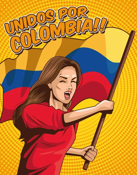 Bandeira feminina colombiana acenando —  Vetores de Stock