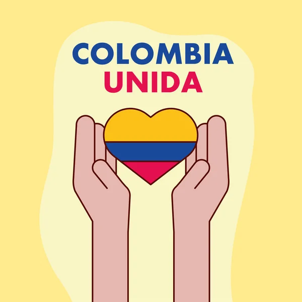 Manos ligando corazón colombiano — Archivo Imágenes Vectoriales