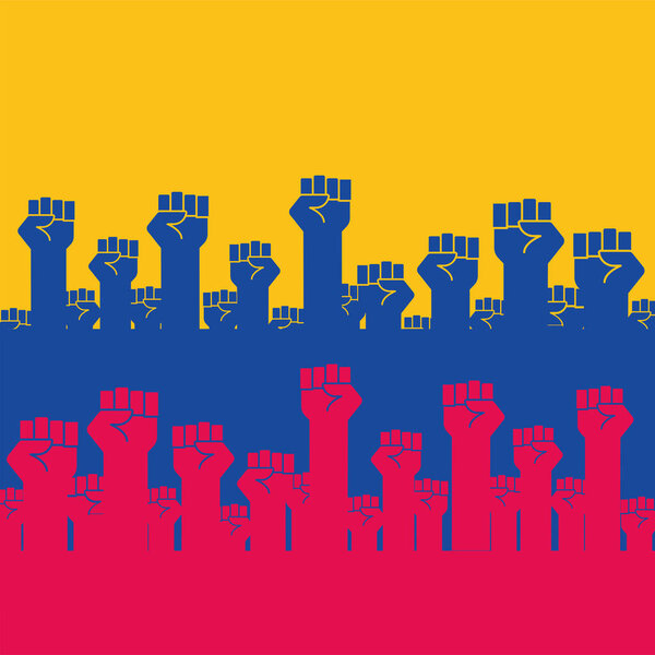 Руки протестующих в Колумбии
