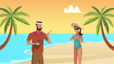 Çift ve gitarlı yaz sahnesi