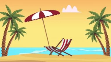 Şemsiyeli ve sandalyeli yaz sahnesi