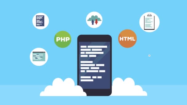 Programmiersoftware-Technologie im Smartphone-Gerät — Stockvideo