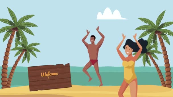 Bienvenue lettrage d'été avec couple célébrant — Video