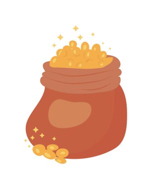 Bozuk paralarla dolu hazine çantası.