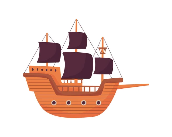 Navio de madeira pirata — Vetor de Stock