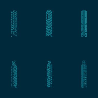 Mavi arka plandaki binalar