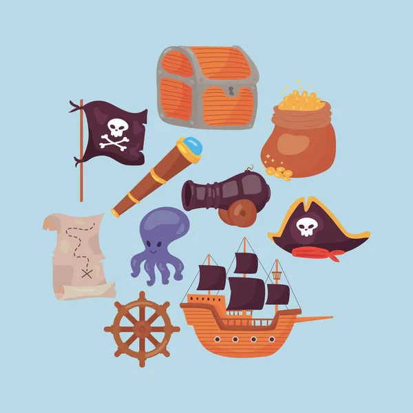 Deset pirátských ikon — Stockový vektor