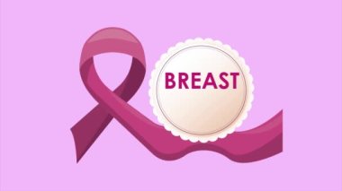 Göğüs kanseri farkındalığı kurdele ve dantelli animasyon