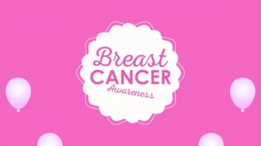 Balonlar, helyum ve dantel ile meme kanseri farkındalığı animasyonu