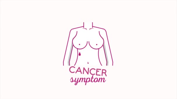 Animación de la conciencia del cáncer de mama con frente al cuerpo de la mujer — Vídeo de stock