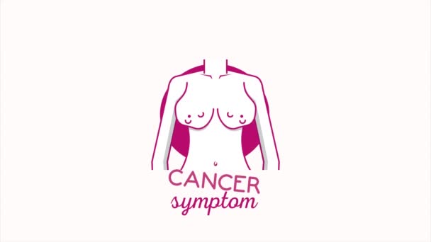 Animación de conciencia de cáncer de mama con frente de cuerpo de chica — Vídeos de Stock