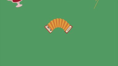 festa junina desenli akordeon ve kokteyl animasyonu