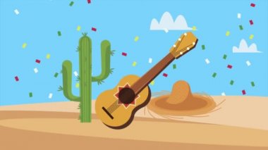 Festa junina animasyonu çölde gitarla