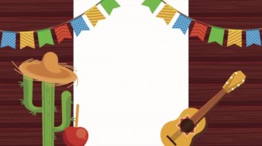 Simgeler ve çelenklerle festa junina animasyonu