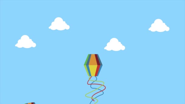 有风筝在天空飞翔的festa junina动画 — 图库视频影像