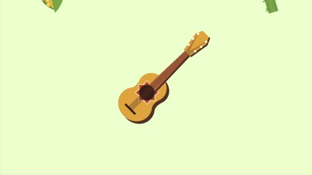 Festa junina animation avec guitares et cactus — Video