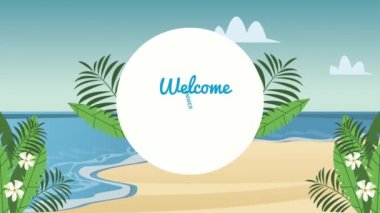 Yapraklı plaj sahneli hoş geldin mektupları.