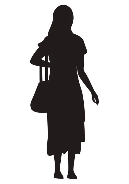 Femme avec sac — Image vectorielle