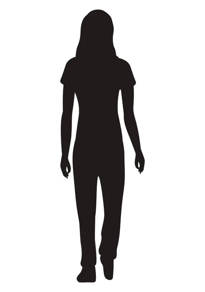 Femme debout silhouette — Image vectorielle