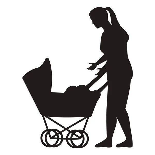 Mutter mit Einkaufswagen — Stockvektor