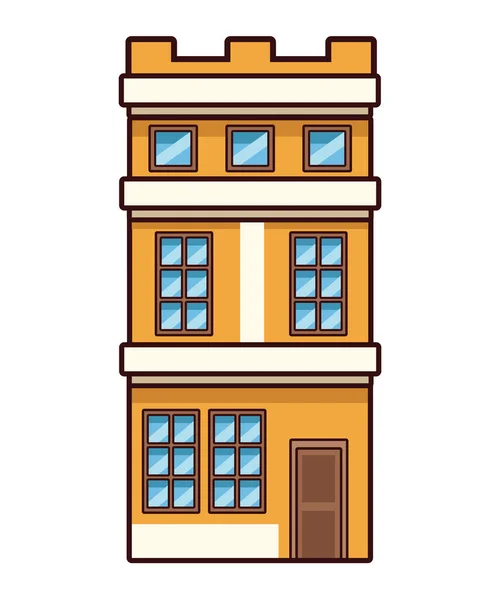 Fachada del edificio amarillo — Vector de stock